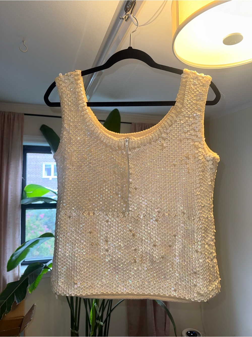 1960s Vintage Sequin Scoop Neck Tank Top - Champagne - Picture 3 of 6
